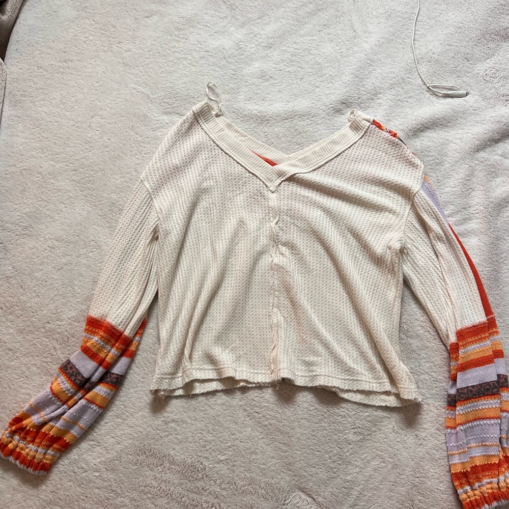 Free People Multicolor Off-Shoulder Knit Blouse - Picture 2 of 3